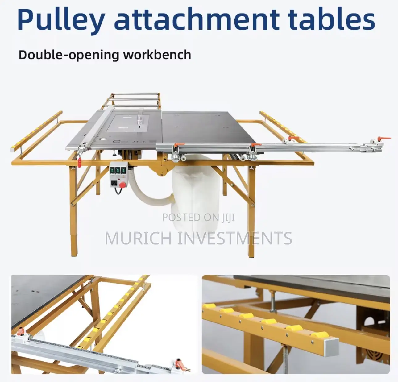 Heavy-Duty Movable Table Saw for Woodworking With Saw and Router