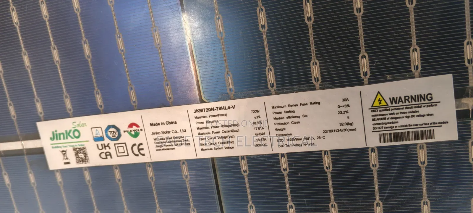 720watts Jinko Solar Panel