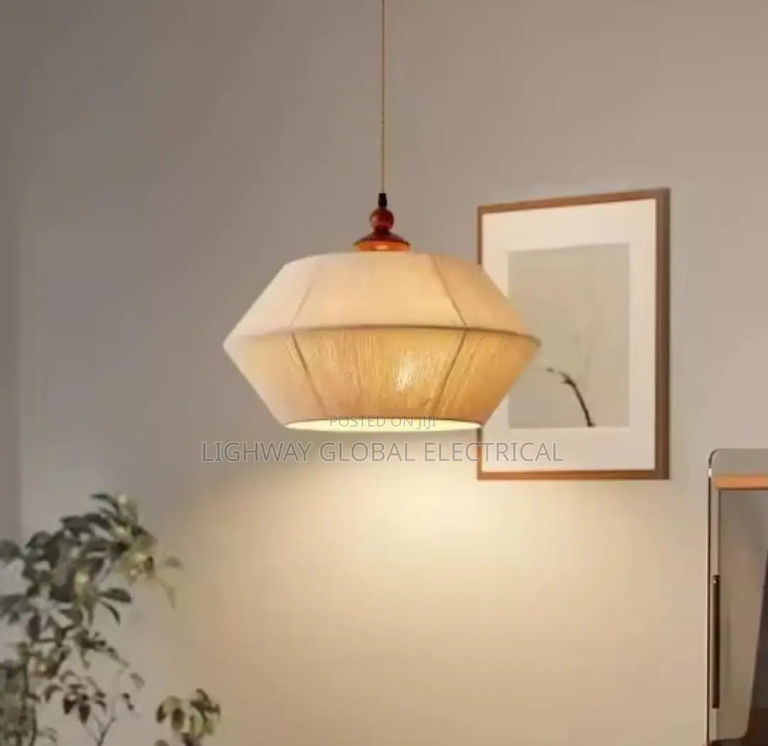 Creative Solid Wood Antique Stlyle Wooven Fabric Pendant Light