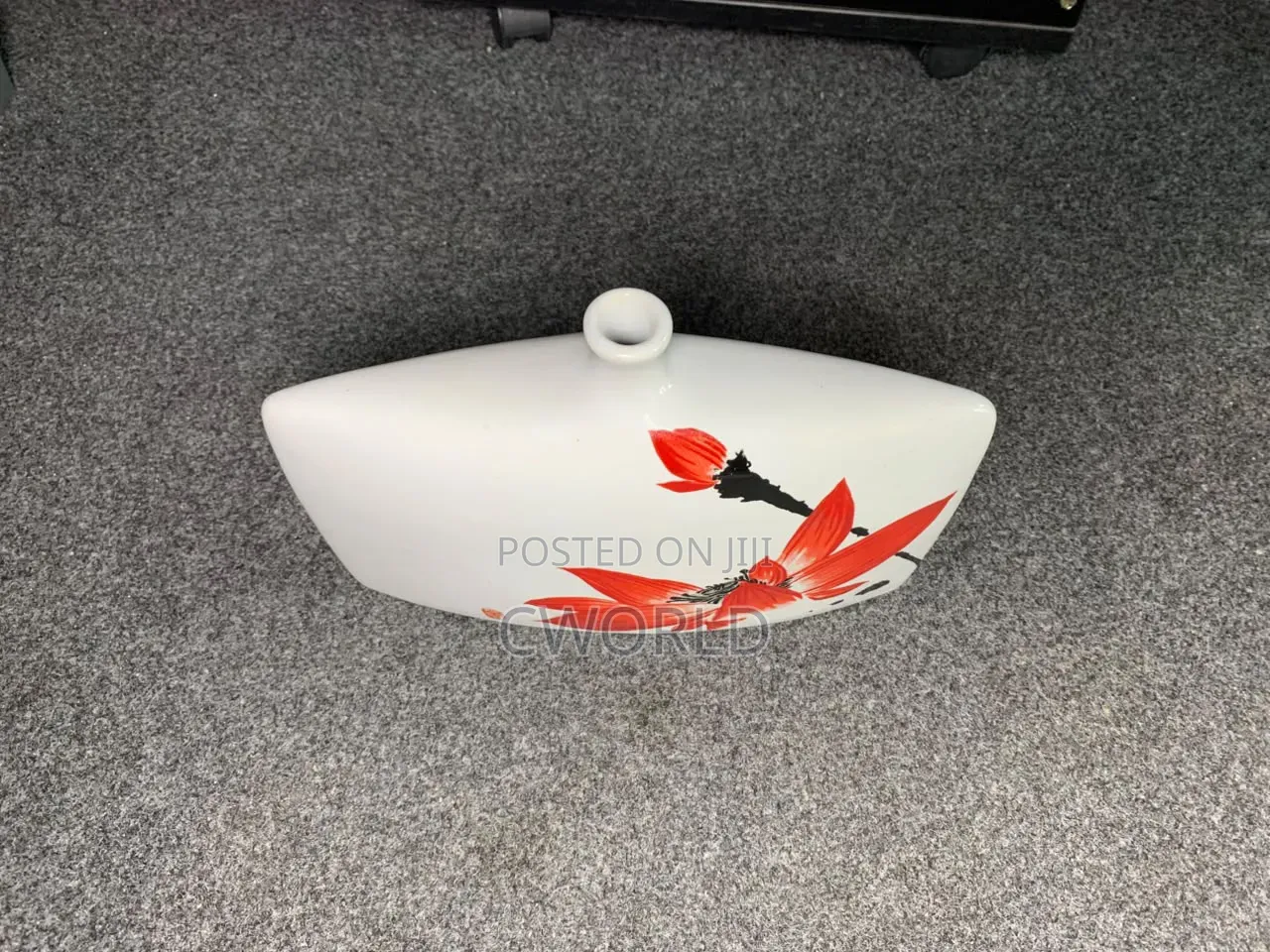 Square Ceramic Vase – Red Lotus