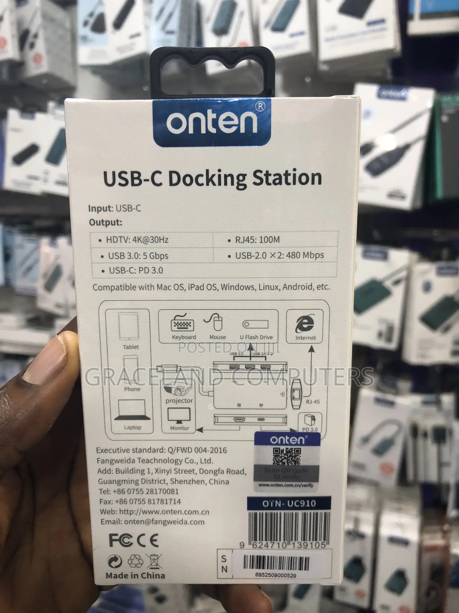 Onten Uc910 6-in-1 Usb-C Dock Station