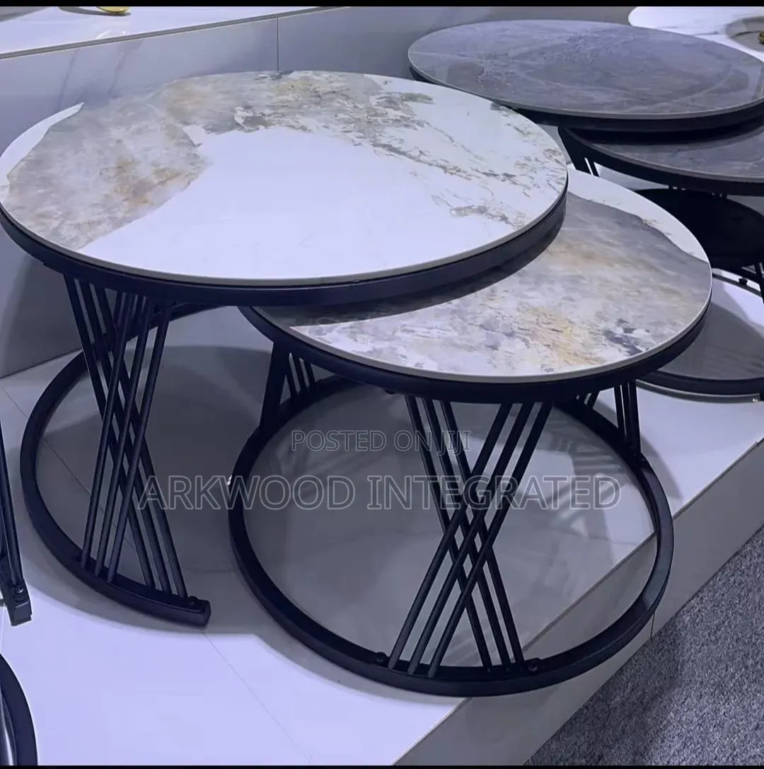 Foreign Made Round Center Table Set Iron Leg