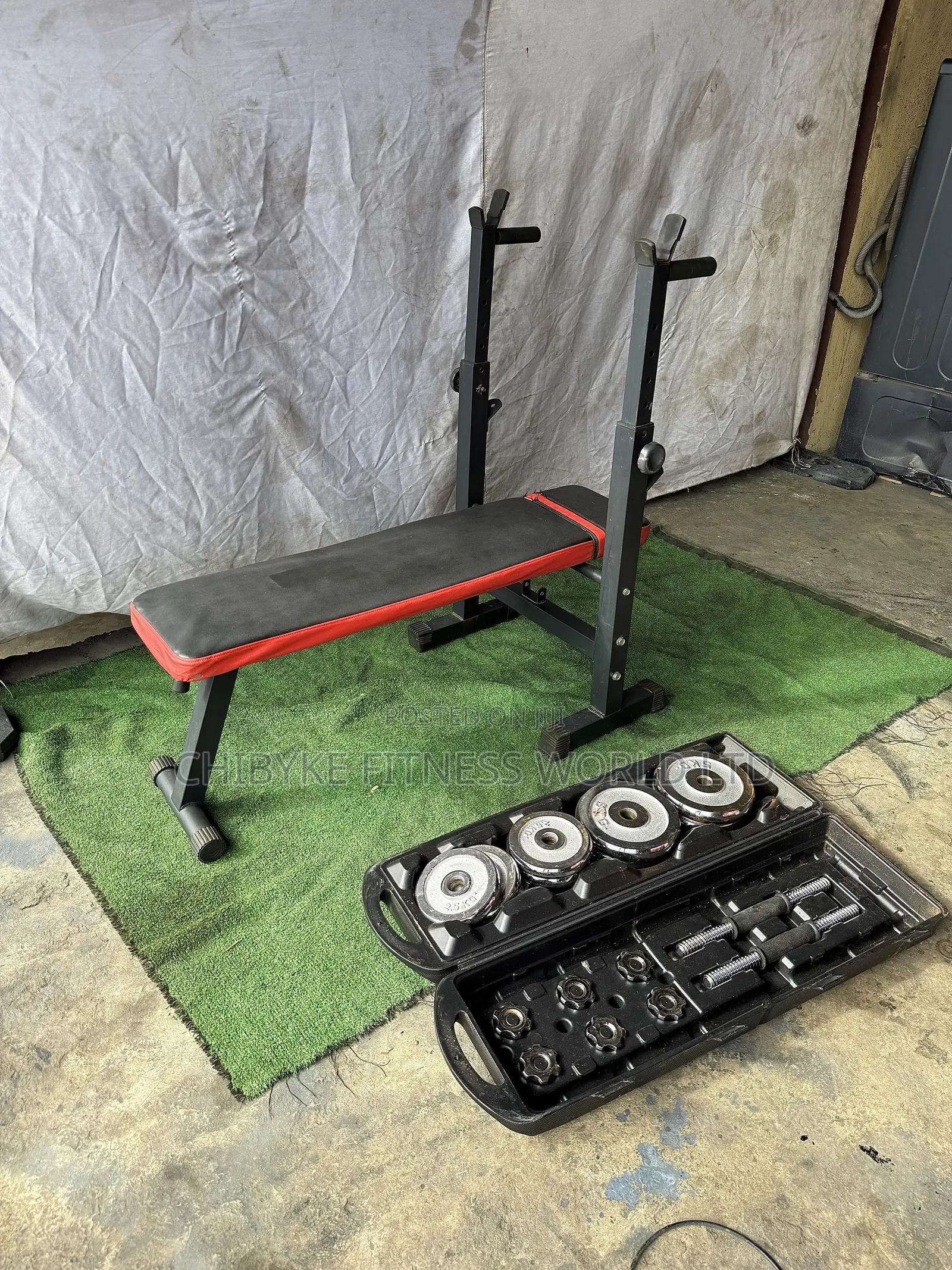 Foldable Weight Bench With 50kg Weight and Dumbbel
