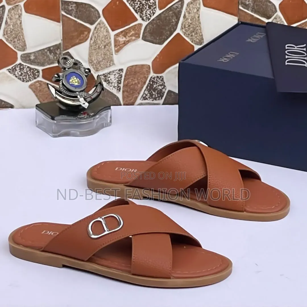 Blue Leather Dior Slippers