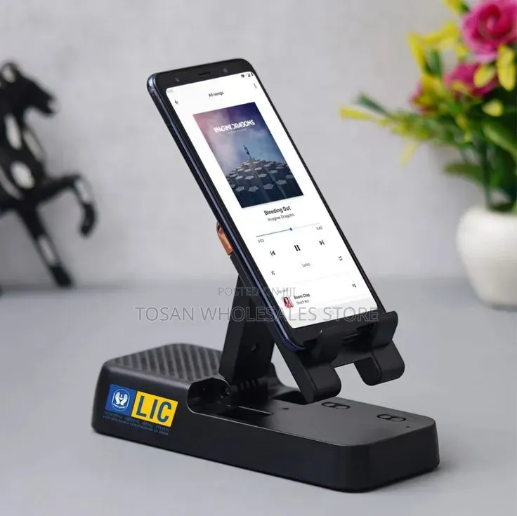 Adjustable Phone Stand With Bluetooth Speaker Charging Base