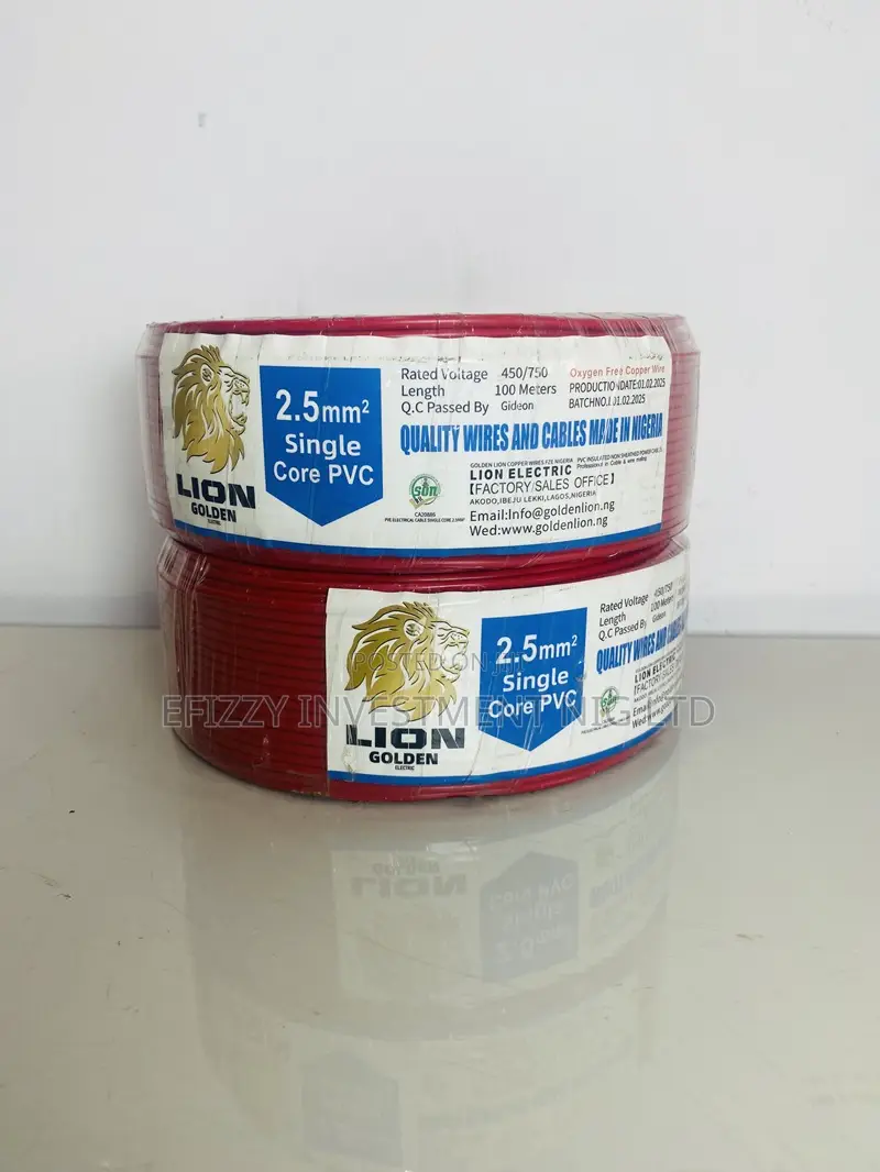 Lion Golden Electric 2.5mm Single Core PVC Cable (Red) Efy091