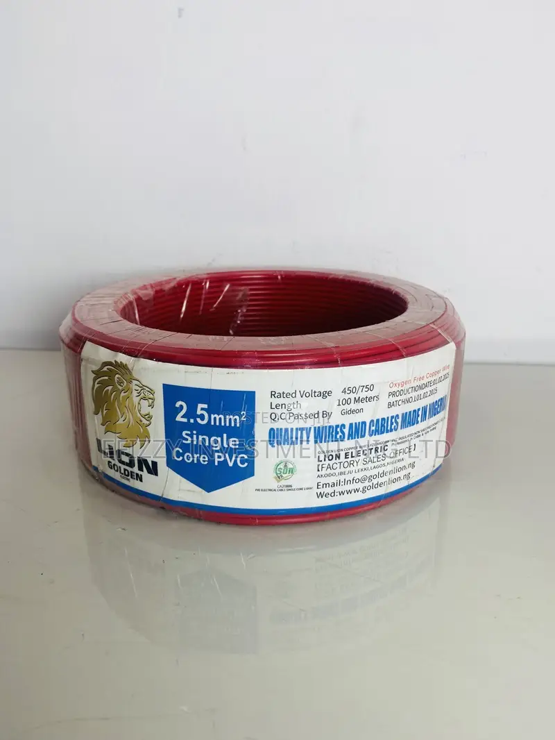 Lion Golden Electric 2.5mm Single Core PVC Cable (Red) Efy091