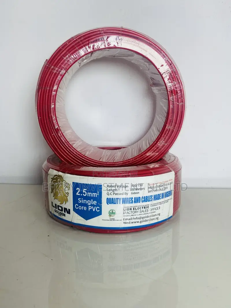 Lion Golden Electric 2.5mm Single Core PVC Cable (Red) Efy091