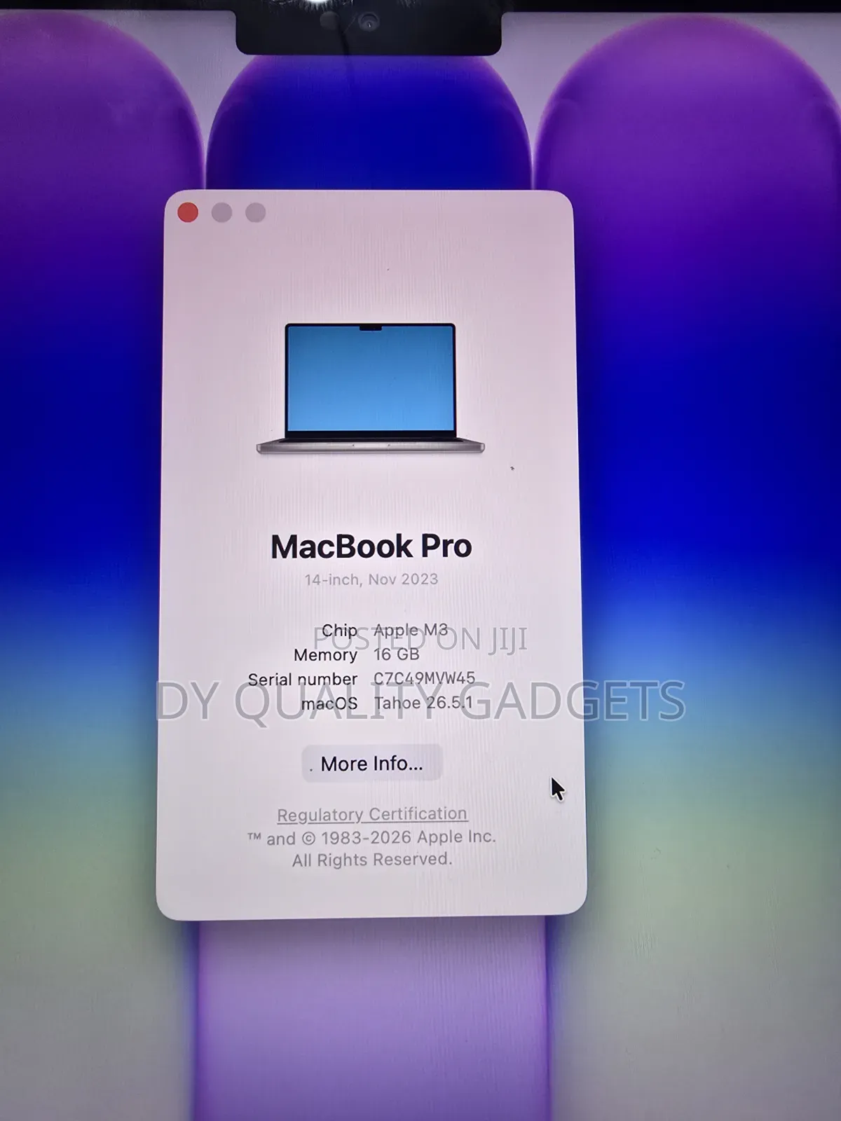 Laptop Apple MacBook Pro 2023 M3 16GB Apple M3 SSD 512GB
