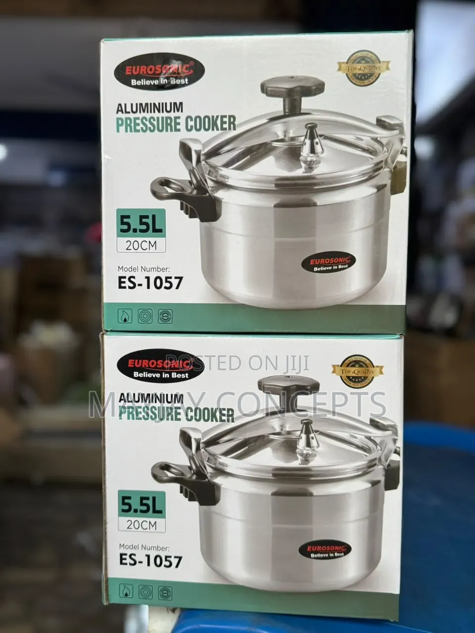 Eurosonic 9.5litres Aluminium Pressure Cooker - 20cm Diameter-Es1057