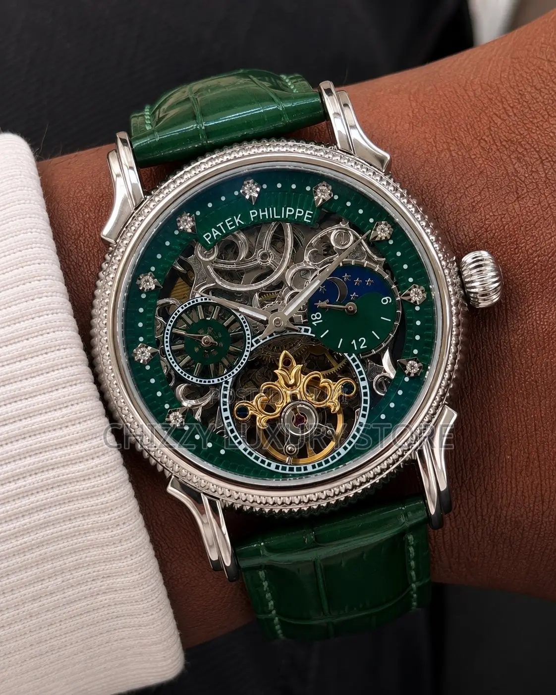 Patek Philippe Quality Luxury Men Genuine Leather Wristwatch