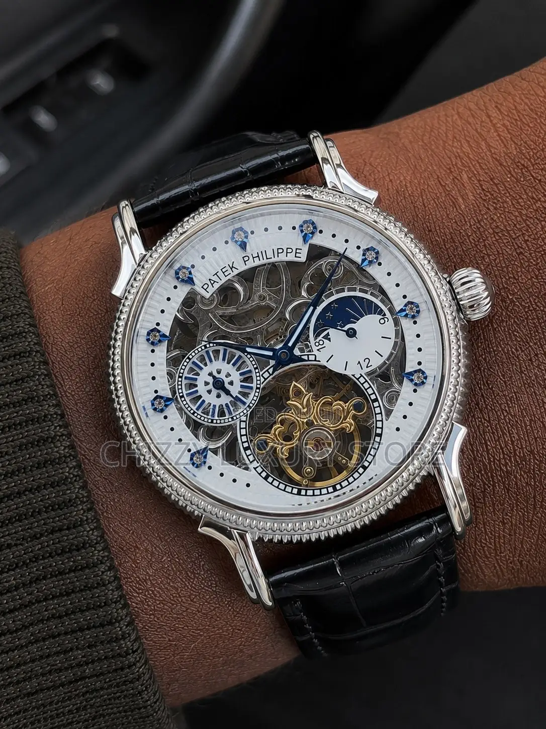Patek Philippe Quality Luxury Men Genuine Leather Wristwatch