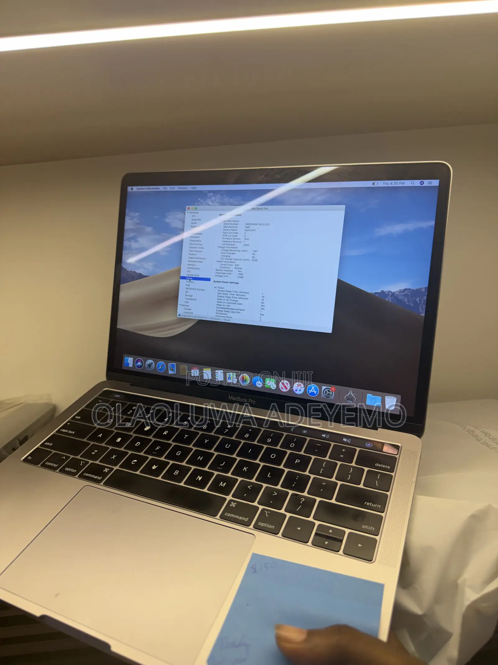 Laptop Apple MacBook Pro 2019 16GB Intel Core i5 SSD 512GB