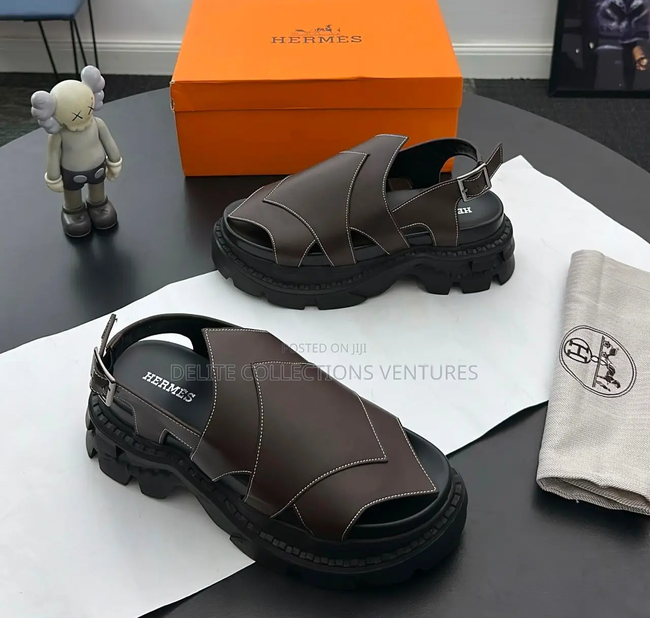 *New Hermès Chunky Sole Leather Sanadals