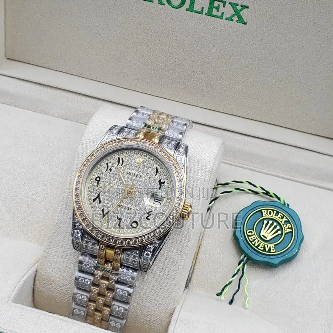 Original Rolex Date-Just Iced Out Rose Gold Chain Available in Store