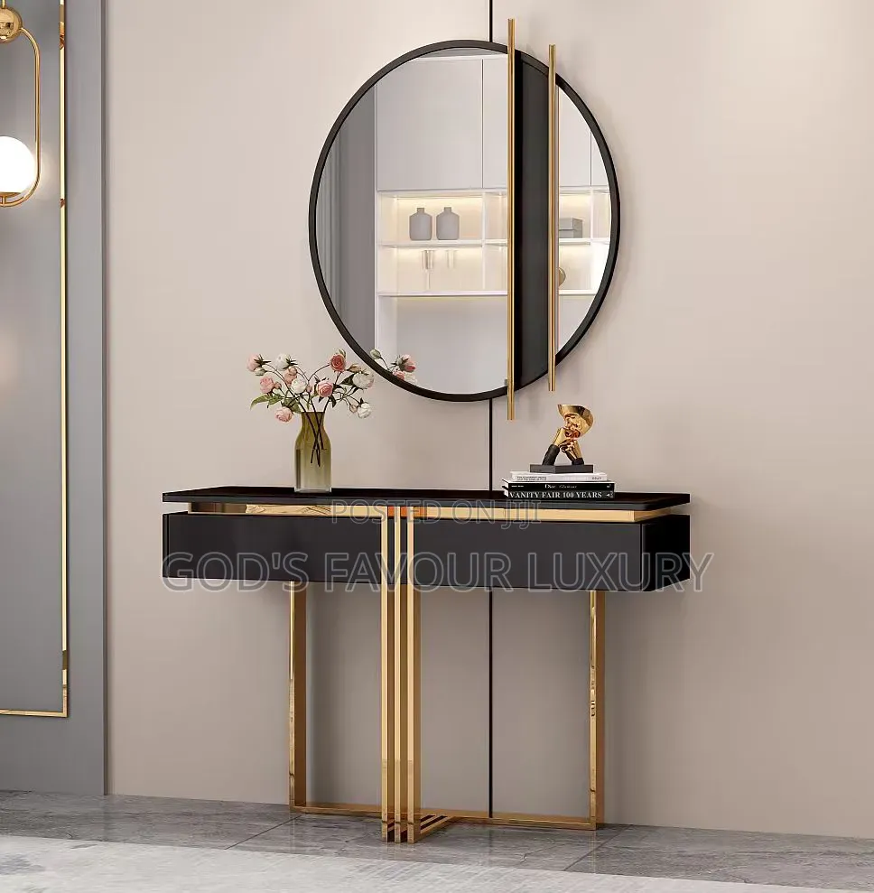 Tempered Glass Top Console Table and Mirror