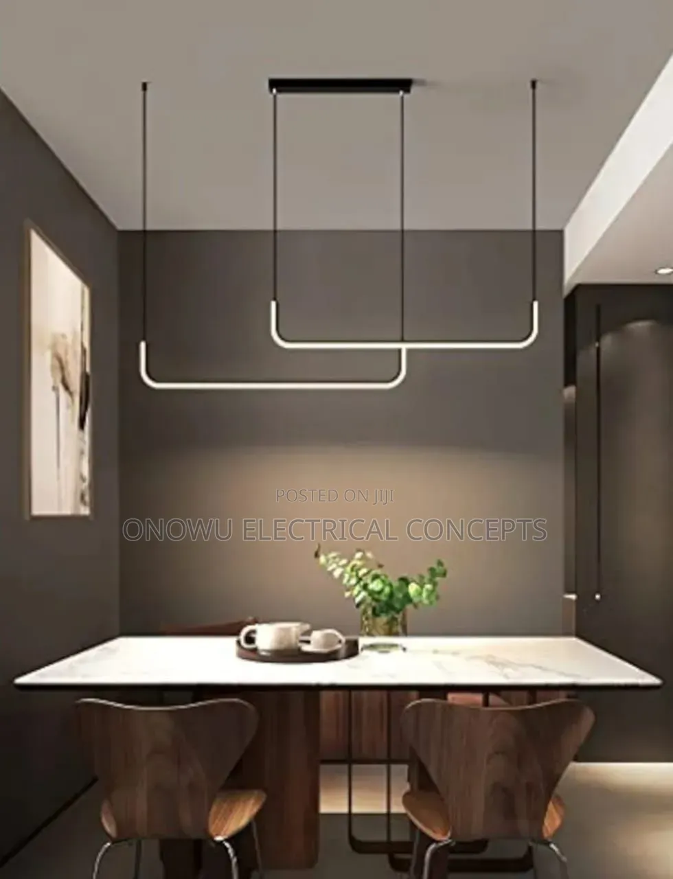Duplex Staircase Lamp Long Chandelier Black Gold Modern Minimalist