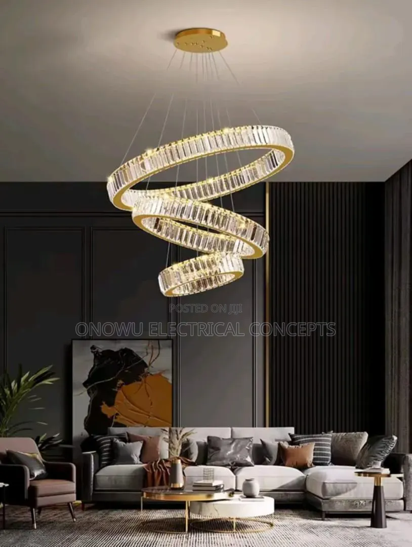 Round Crystal Chandelier Light Led Indoor Modern