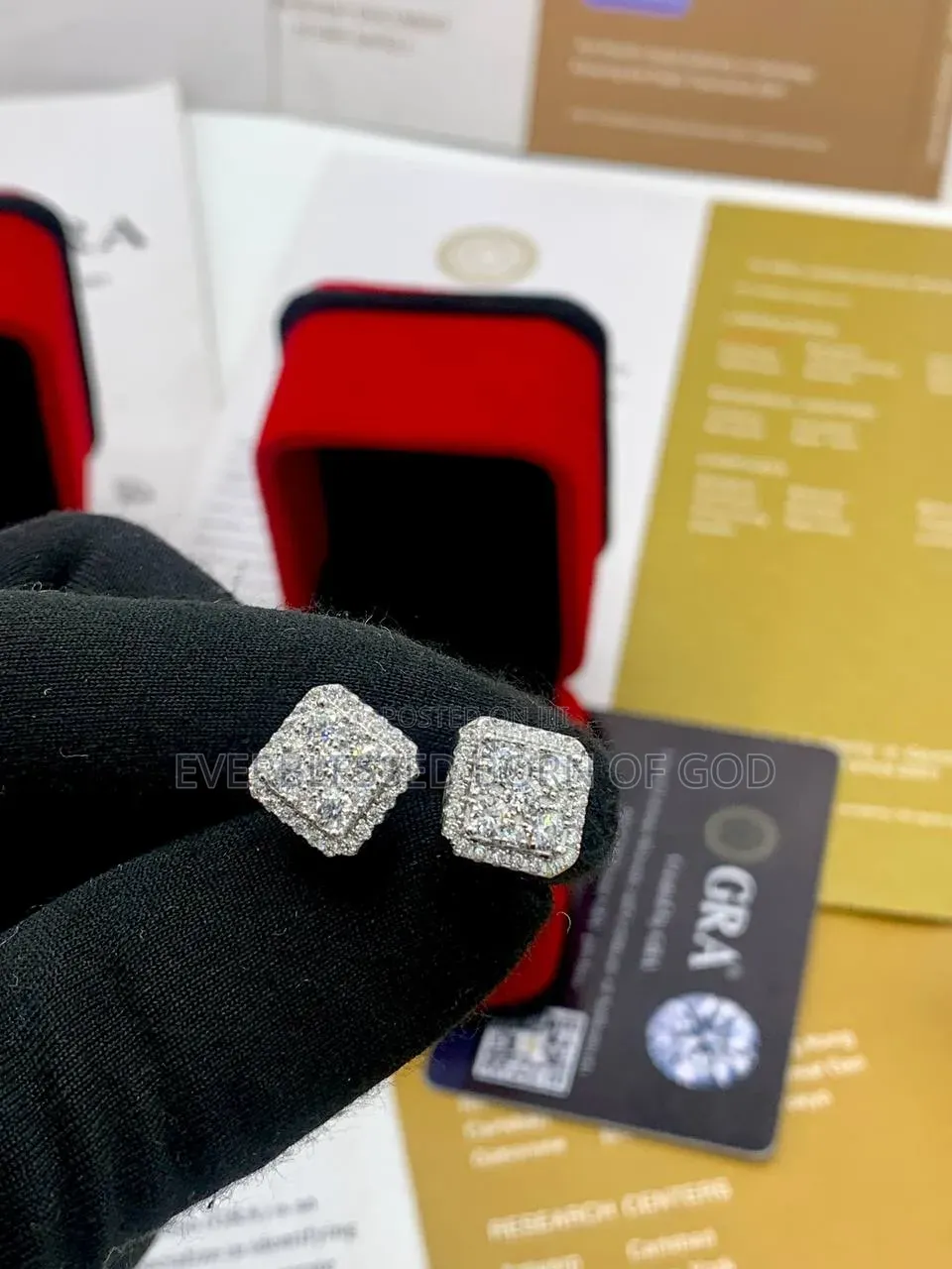 VVS Moissanite Diamond Unisex Bitcoin Shape Earrings in Store