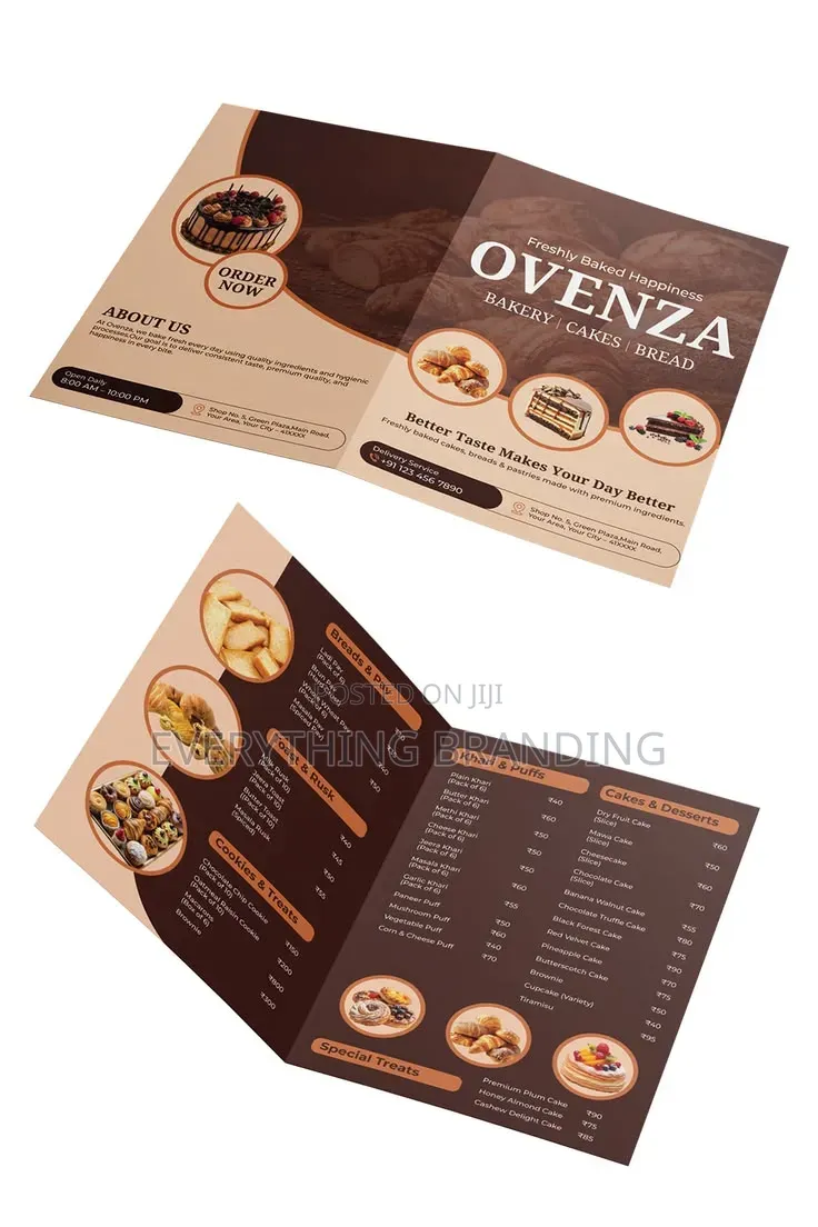 Restaurant, Cafe, Food Menu Brochure Printing, A4, Bifold