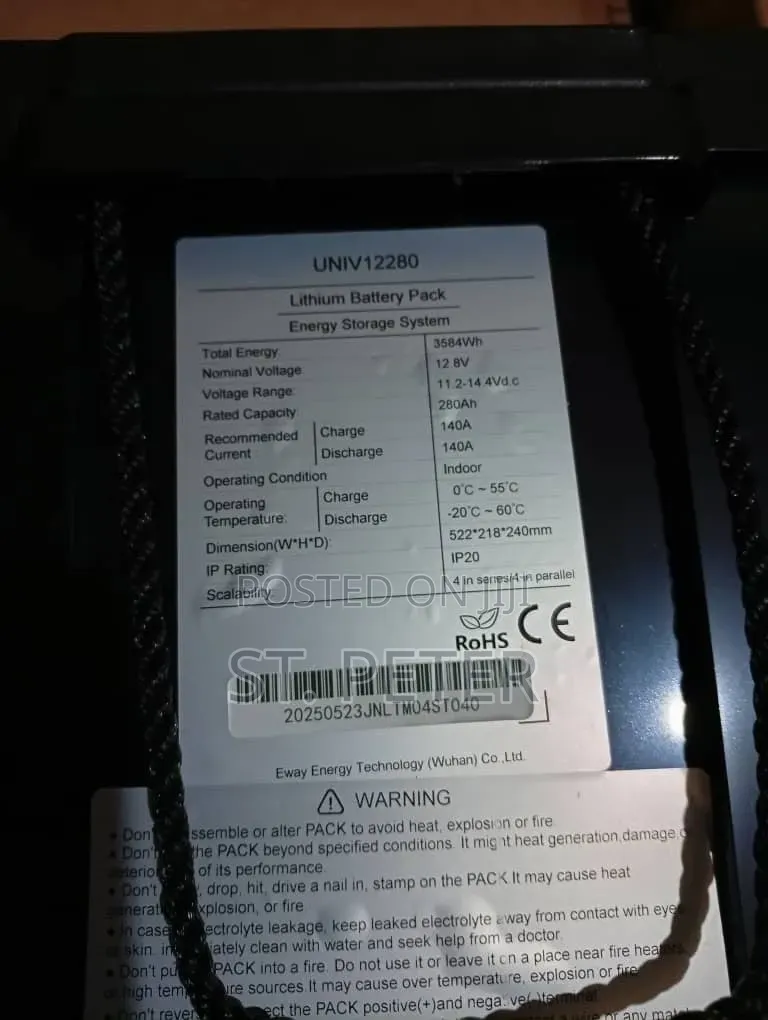 Easyway Univ12280 12.8v 280ah Lifepo4 Lithium Battery – 3.6kwh 