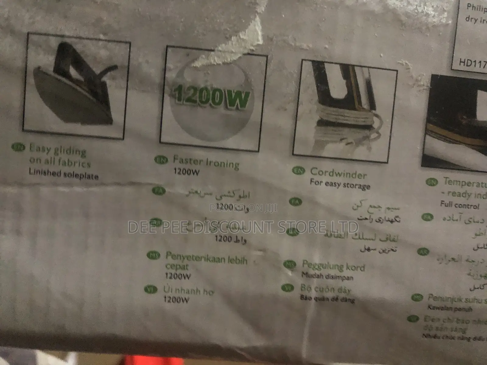 Original Phillips Classic Dry Iron Linished Nonstick Soleplate 1200w