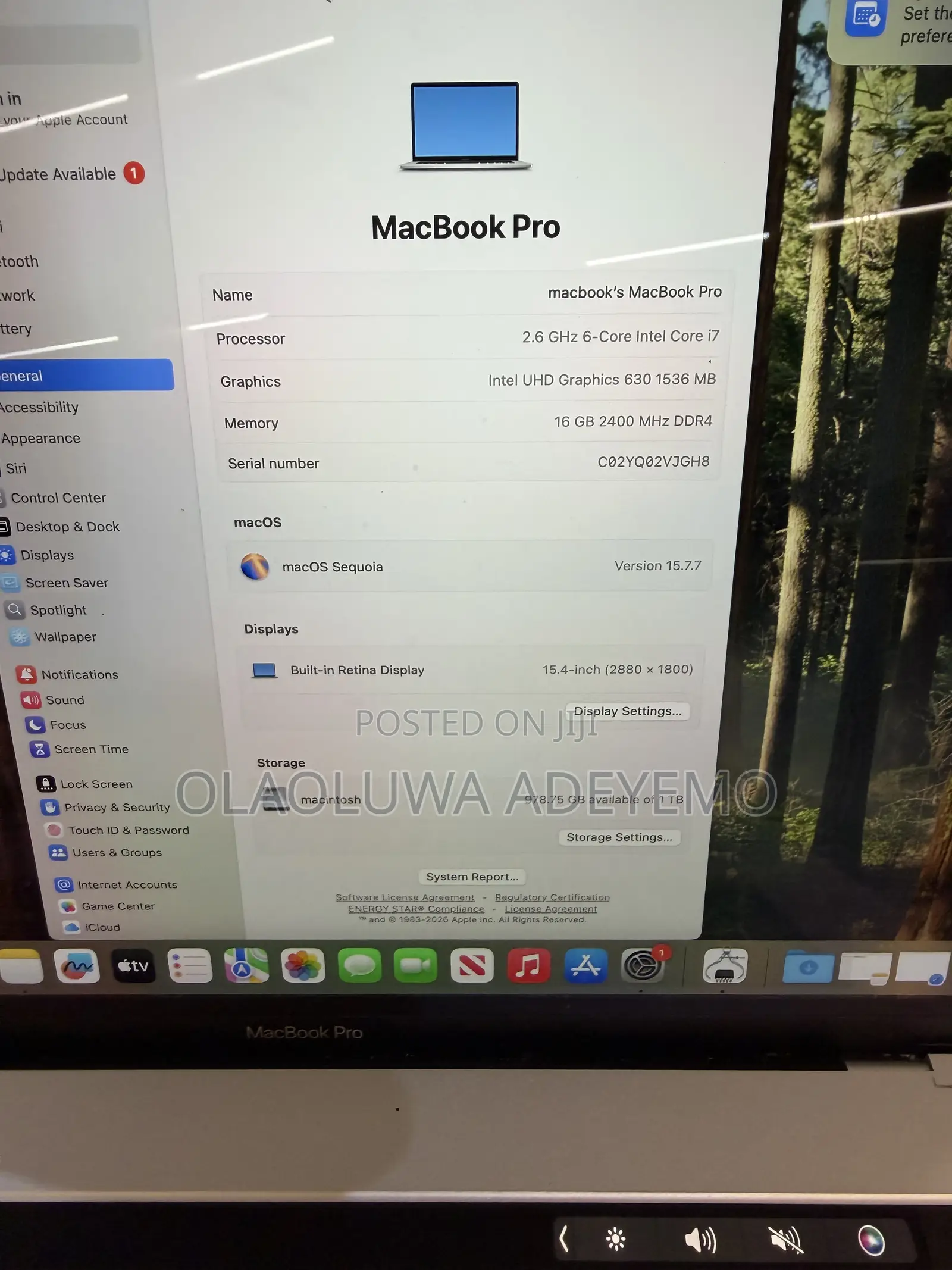 Laptop Apple MacBook Pro 2018 16GB Intel Core i7 SSD 1T