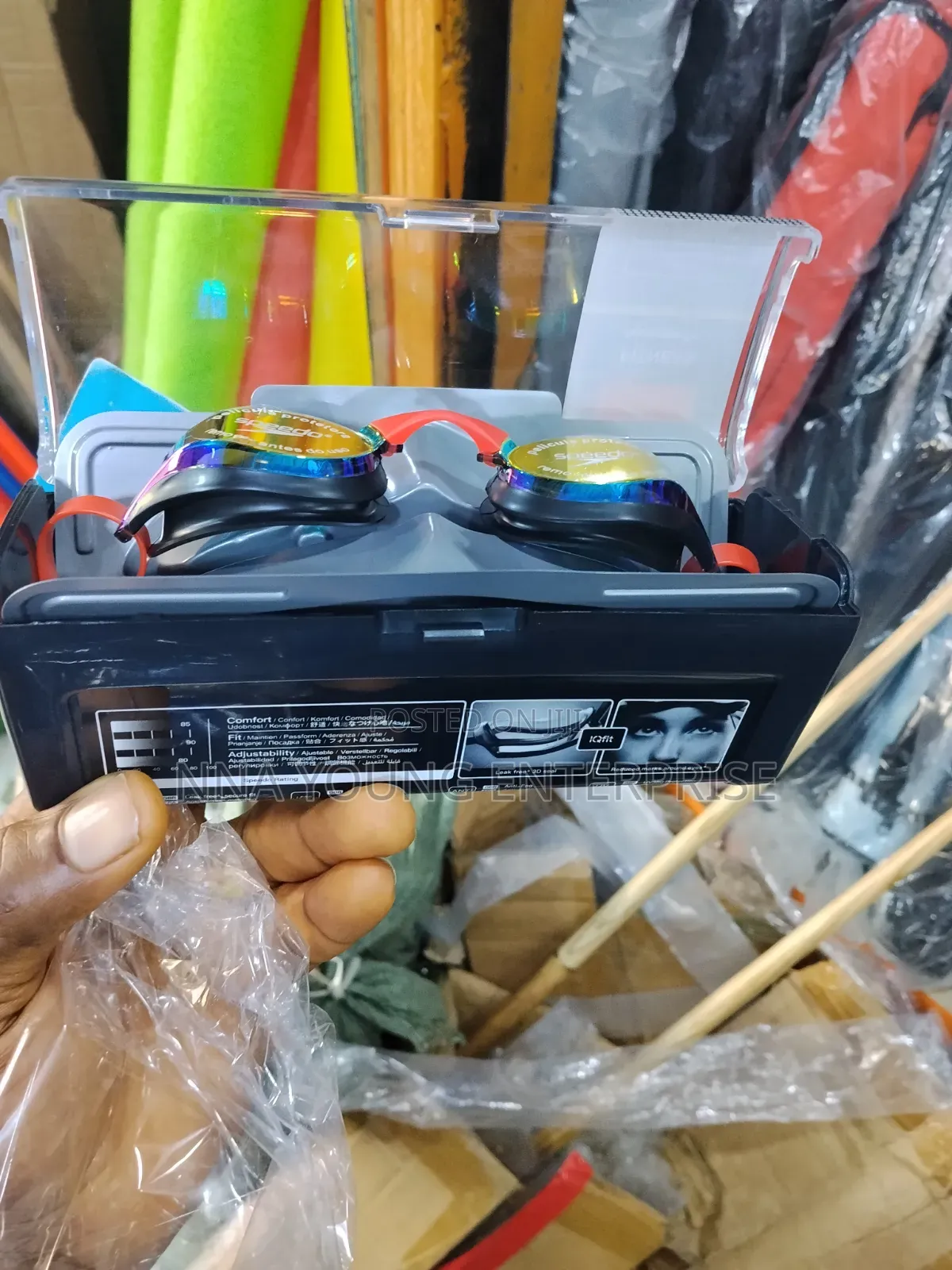 Speedo Swimming Goggles Packaged in a Black Plastic Case