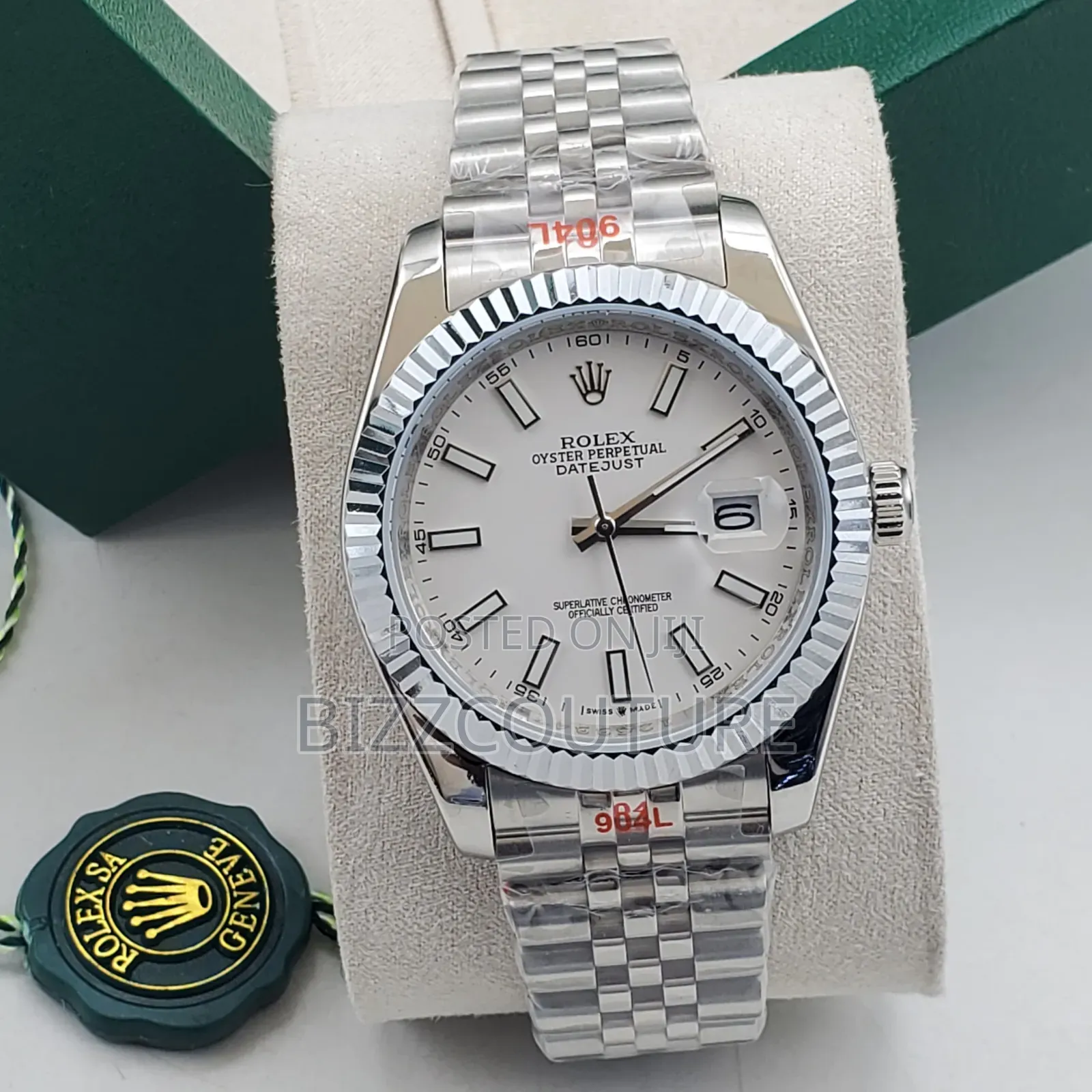 Original Rolex Date-Just White Dial Chain Watch Available in Store
