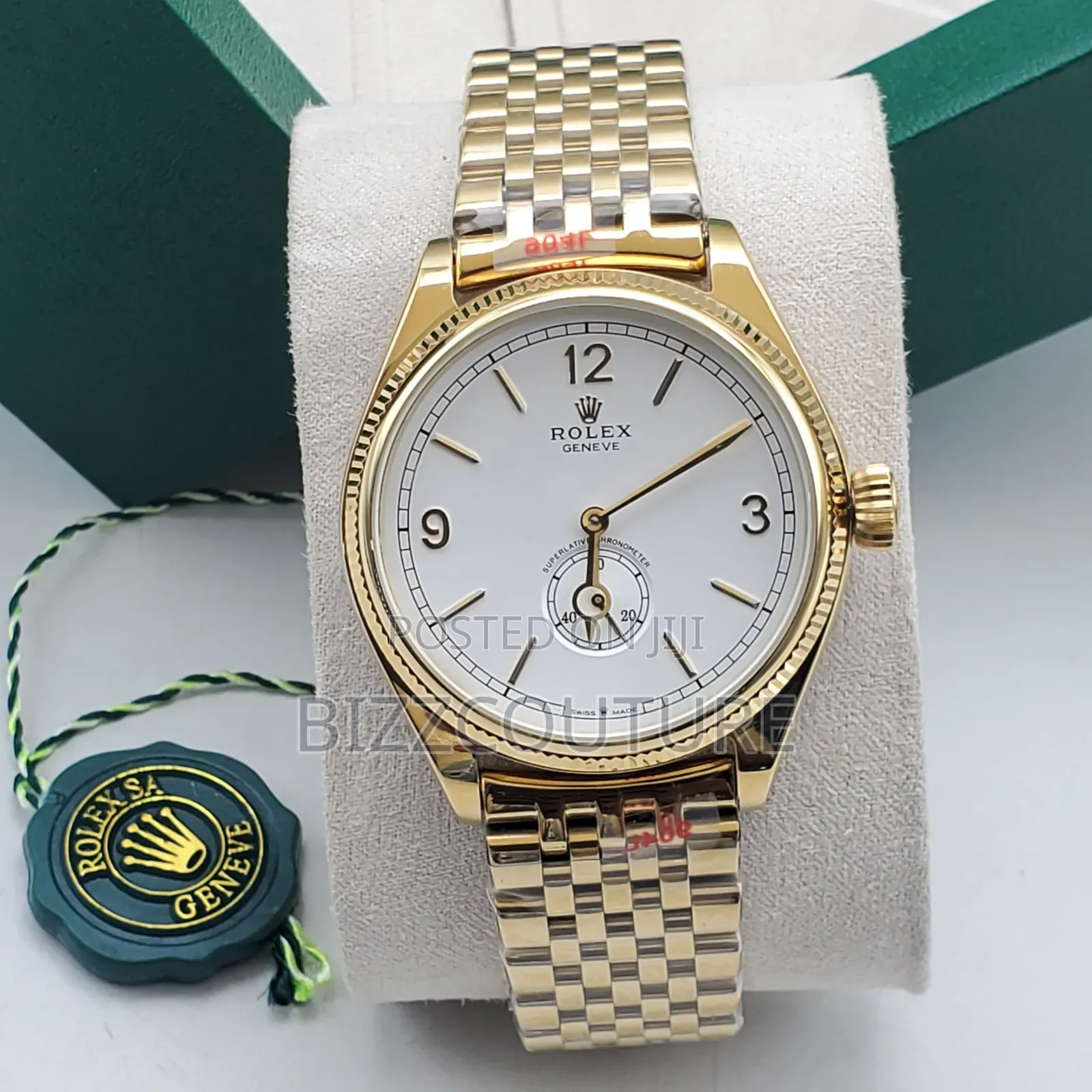 Original Rolex Geneve Rose Gold Tone Chain Watch Available in Store