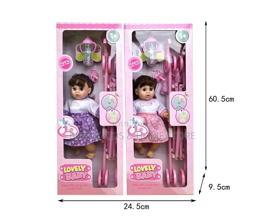 Box Baby Doll With Stroller and Feeding Bottle
