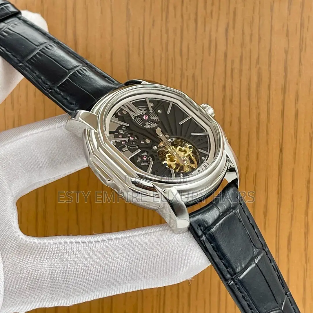 Bvlgari Quality Luxury Men Genuine Leather Wristwatch