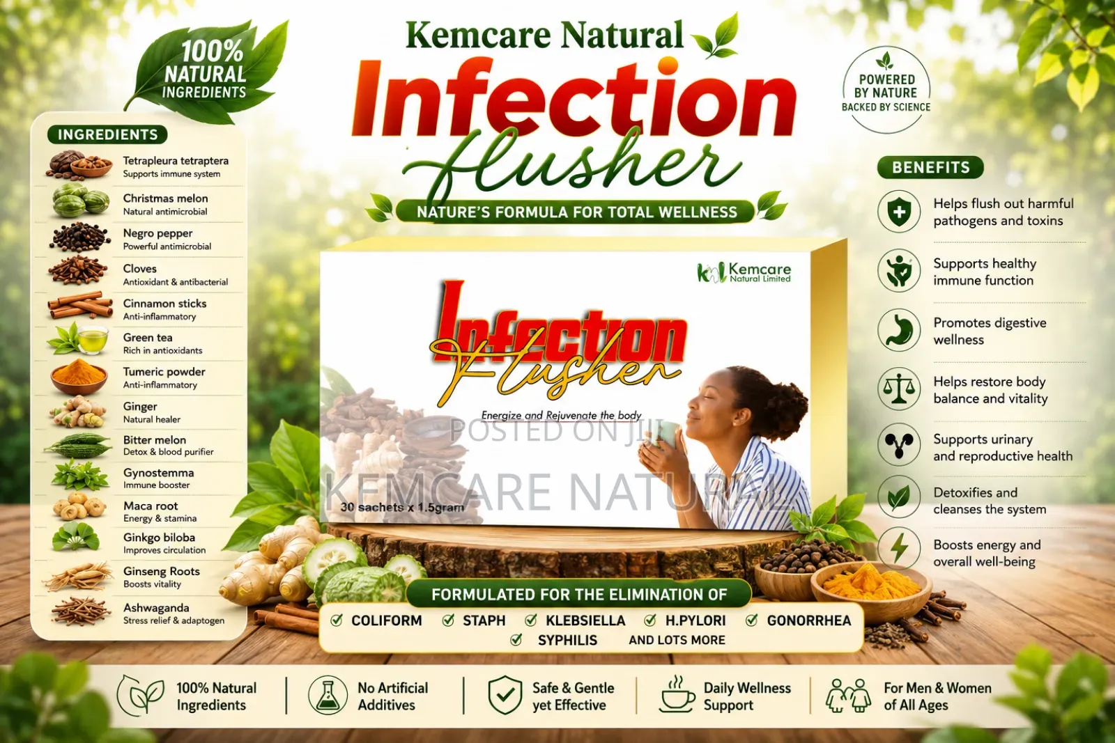 Kemcare Natural Infection Herbal Flusher E.Coli Bacterial Infections