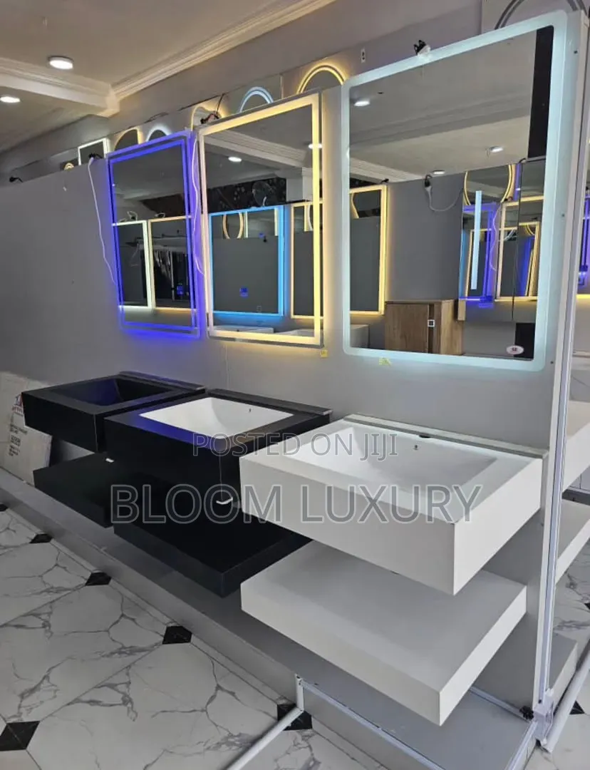 Marble Wall Hung Cabinet With Led Mirror