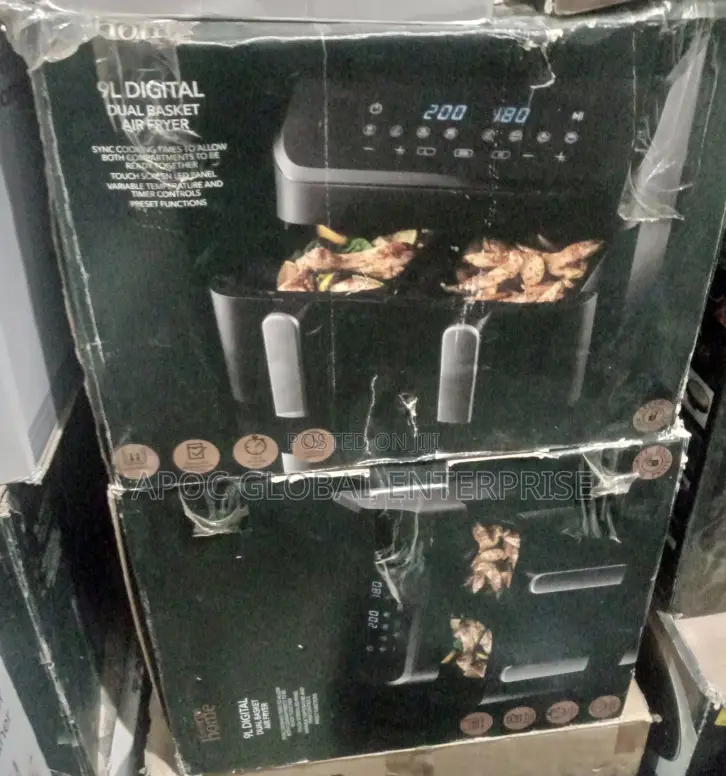 George Home Black Dual Basket 9l Digital Air Fryer