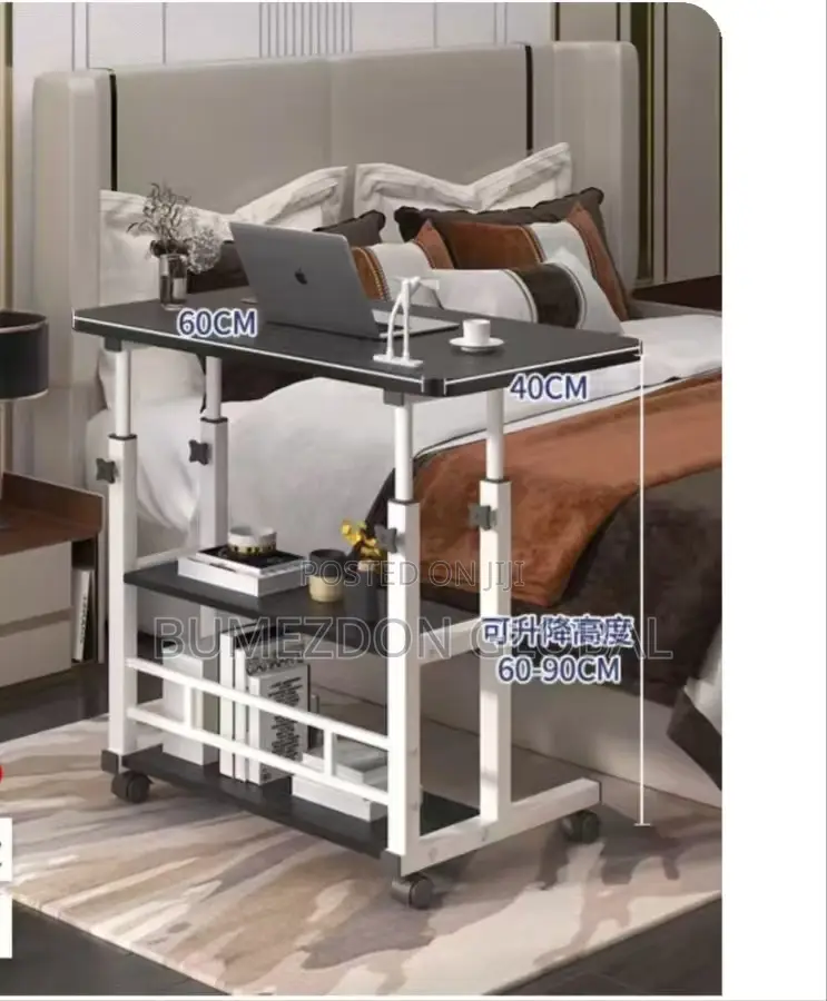 Adjustable Mobile Laptop Desk With Storage Shelf and Keyboard Tray
