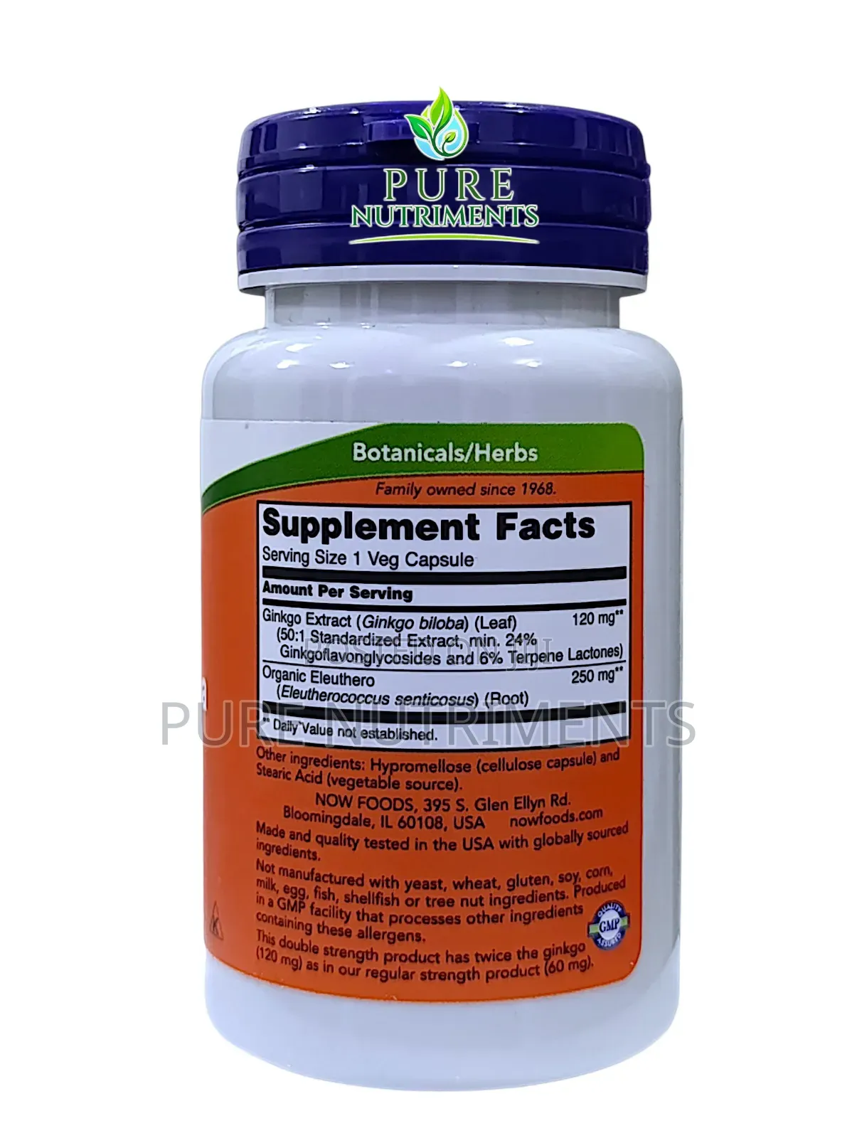 Now Gingko Biloba D/S 120mg - 60 Veggie Caps for Blood Flow Brain