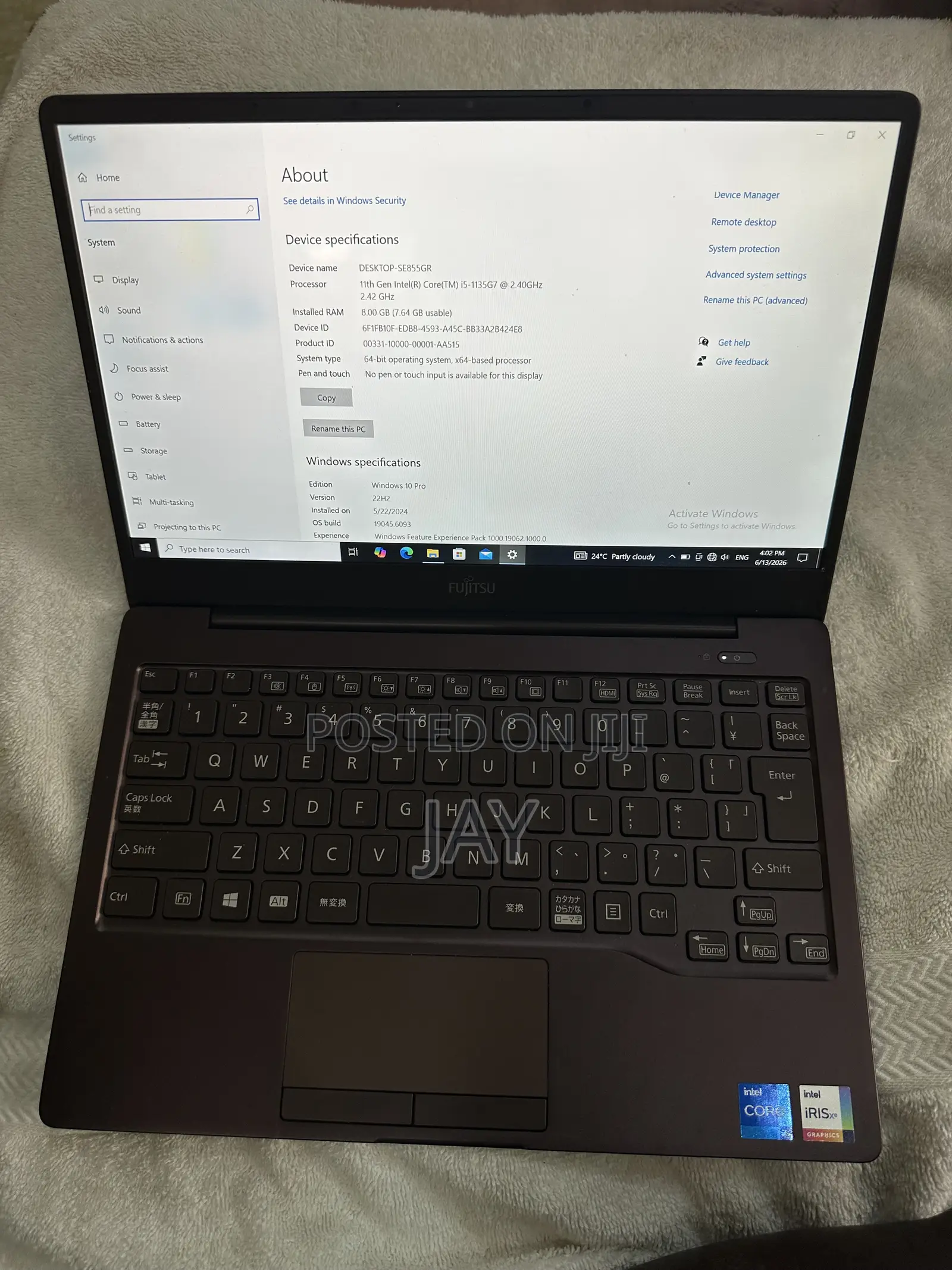 Laptop Fujitsu 8GB Intel Core i5 SSD 256GB