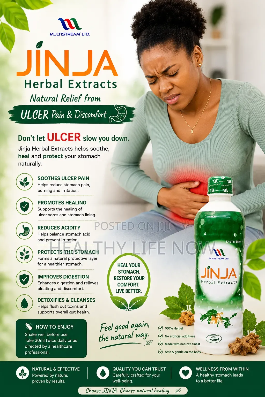 Natural Relief From Ulcer Pain With Jinja Herbal Extract