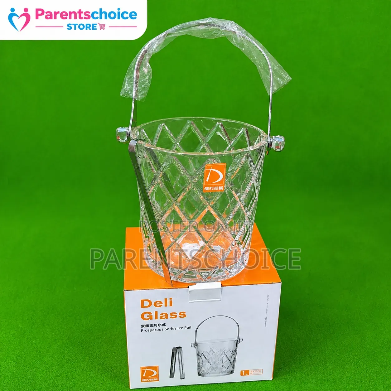Deli Glass Ice Bucket With Ice Tong