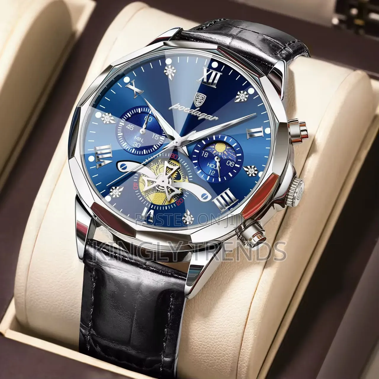 Poedagar Leather Chronograph Wristwatch