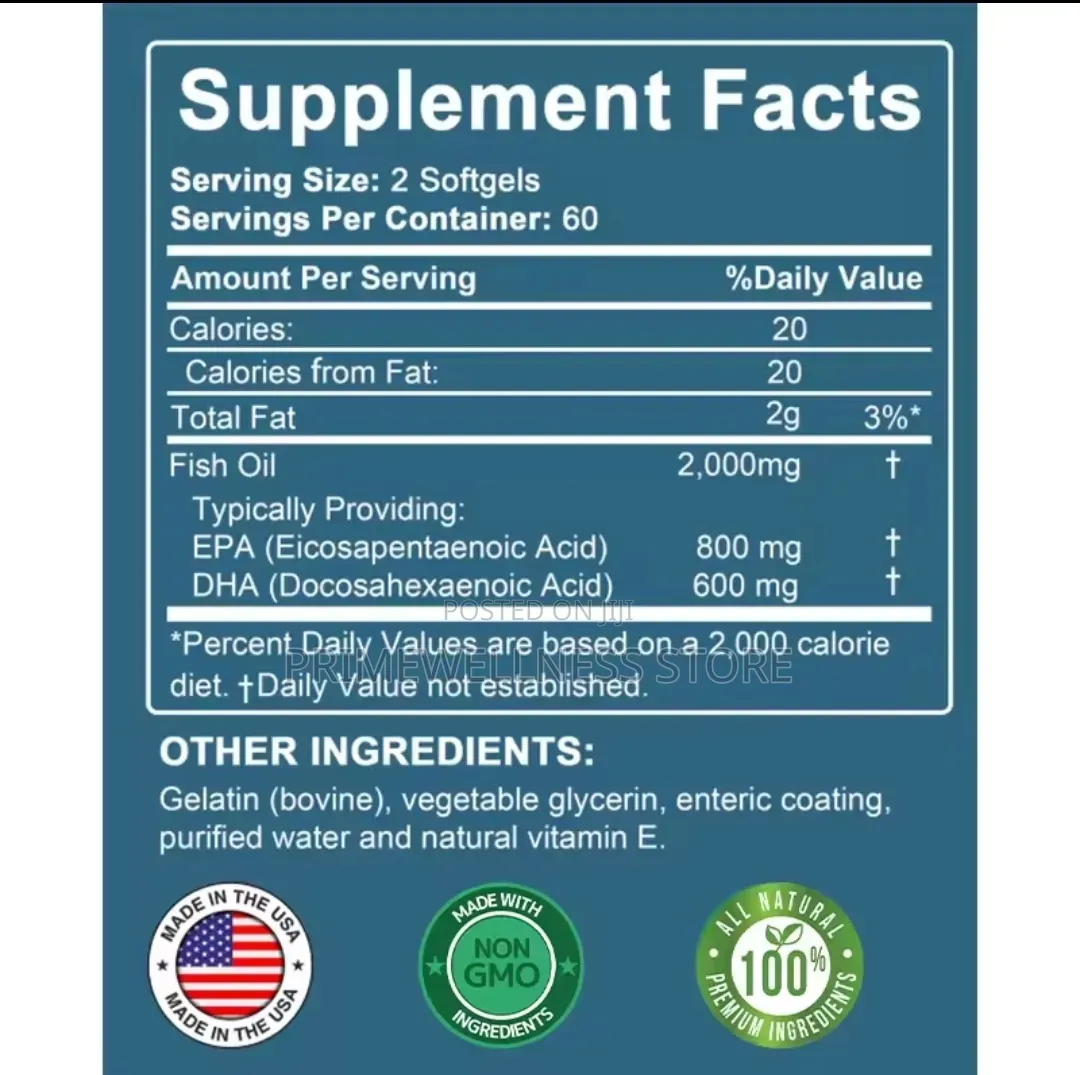 Omega 3 Fish Oil 2000mg +Dha 800mg +Epa 600mg