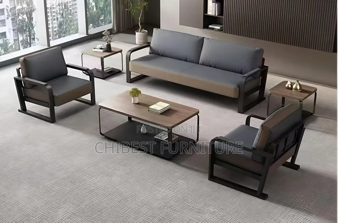 Imported 5 Seaters Leather Sofa With Its Table.