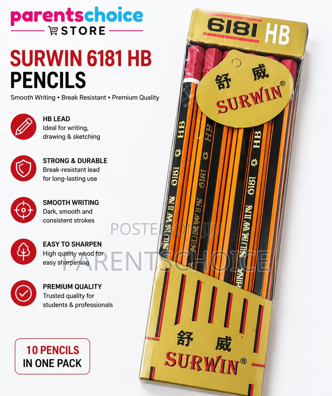 Surwin 6181 Hb Pencils (X5 Packs) -50pcs