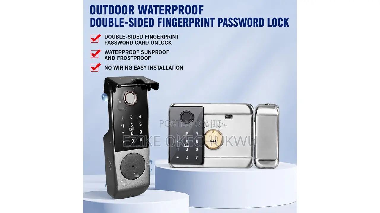 Waterproof Outdoor Gate Rim Smart Door Lock Wifi Fingerprint Lock