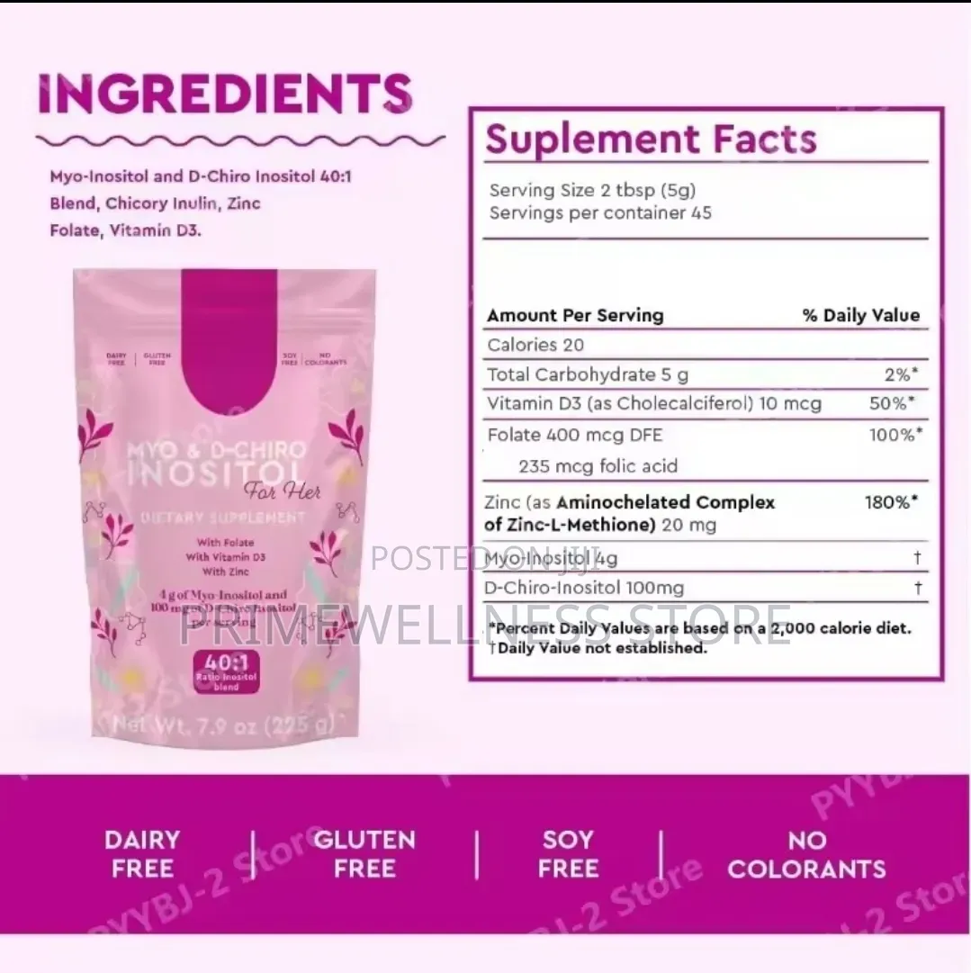 Myo D-Chiro Inositol+Folate+D3+Zinc 225g