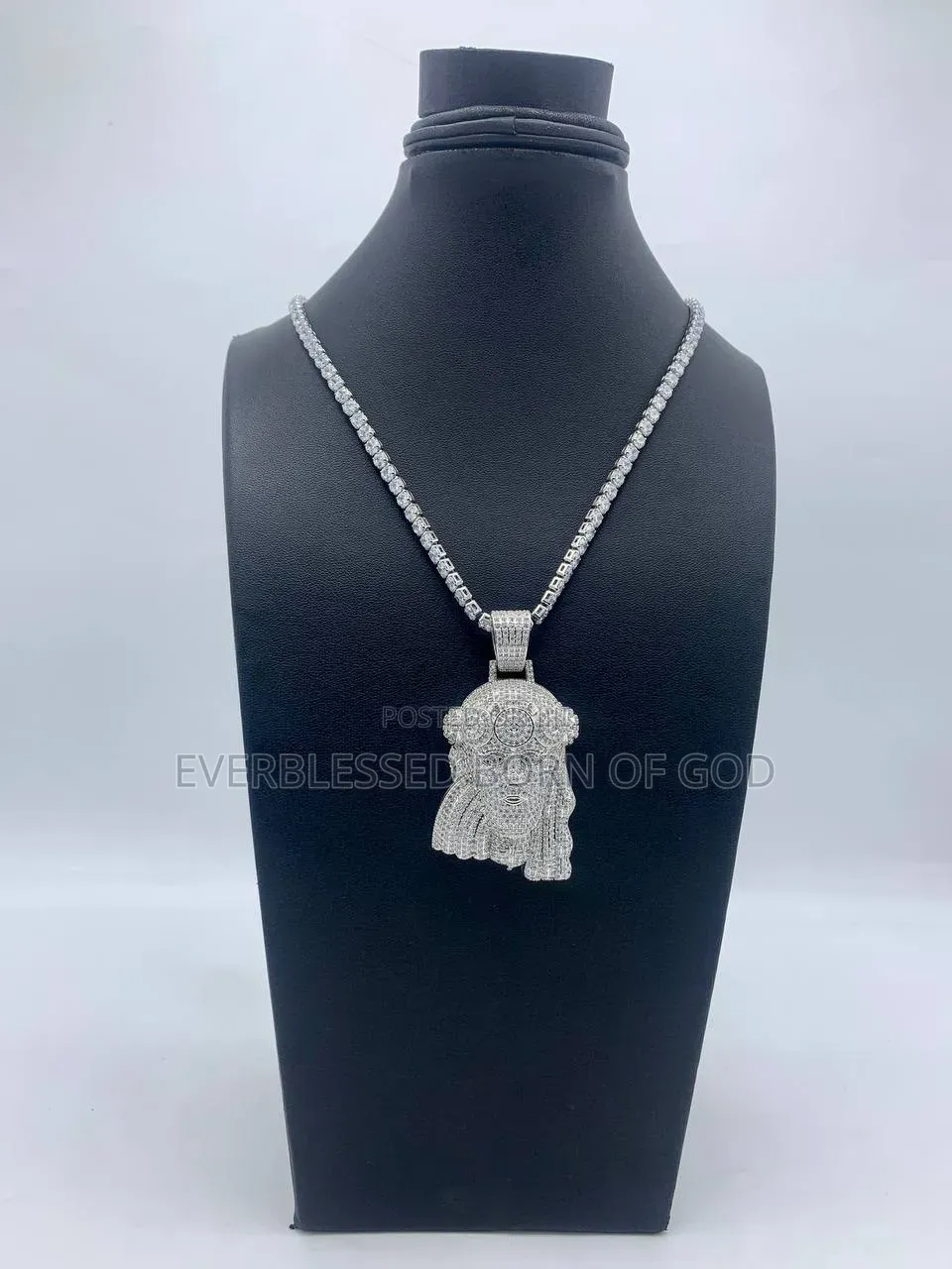Zirconia Tennis Neck Chain and Jesus Pendant