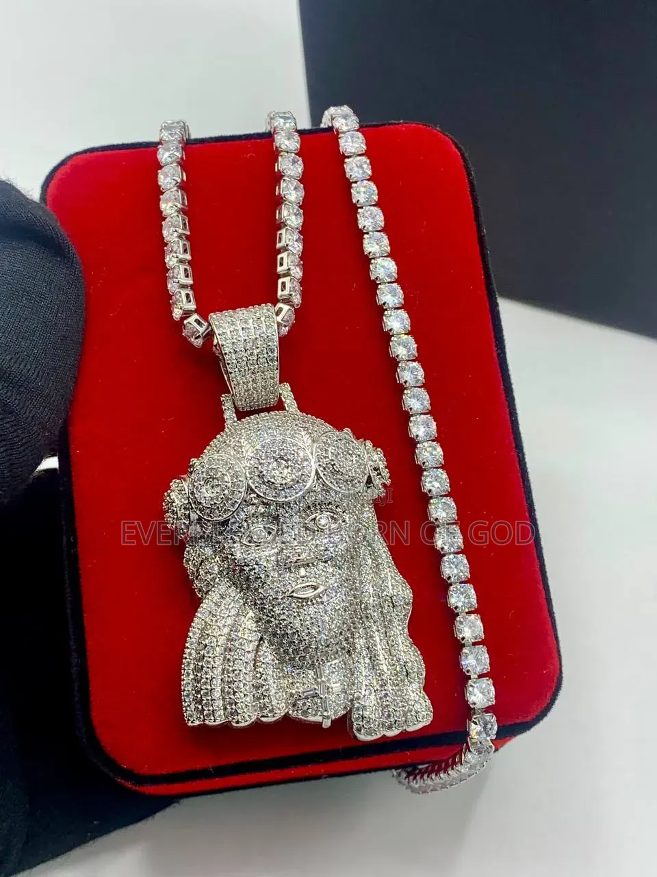 Zirconia Tennis Neck Chain and Jesus Pendant