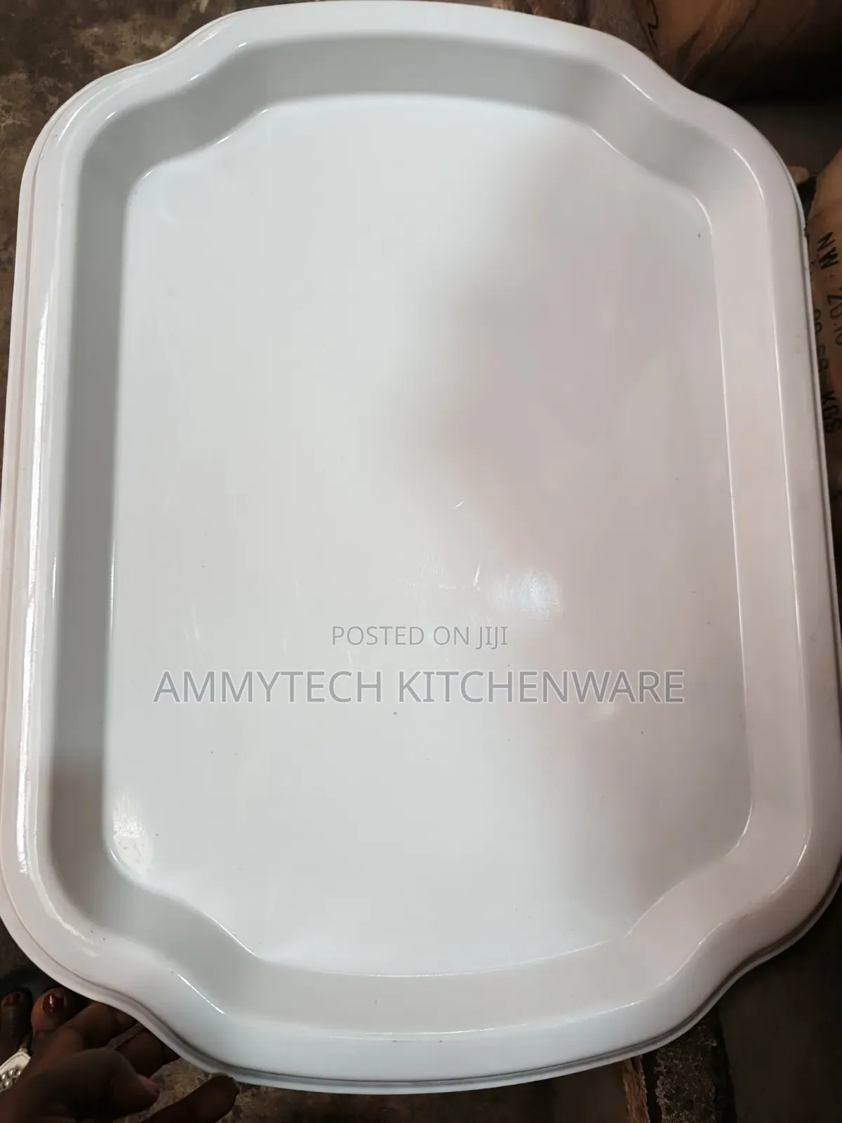 Heavy Durable Rectangular Shape White Serving Tray