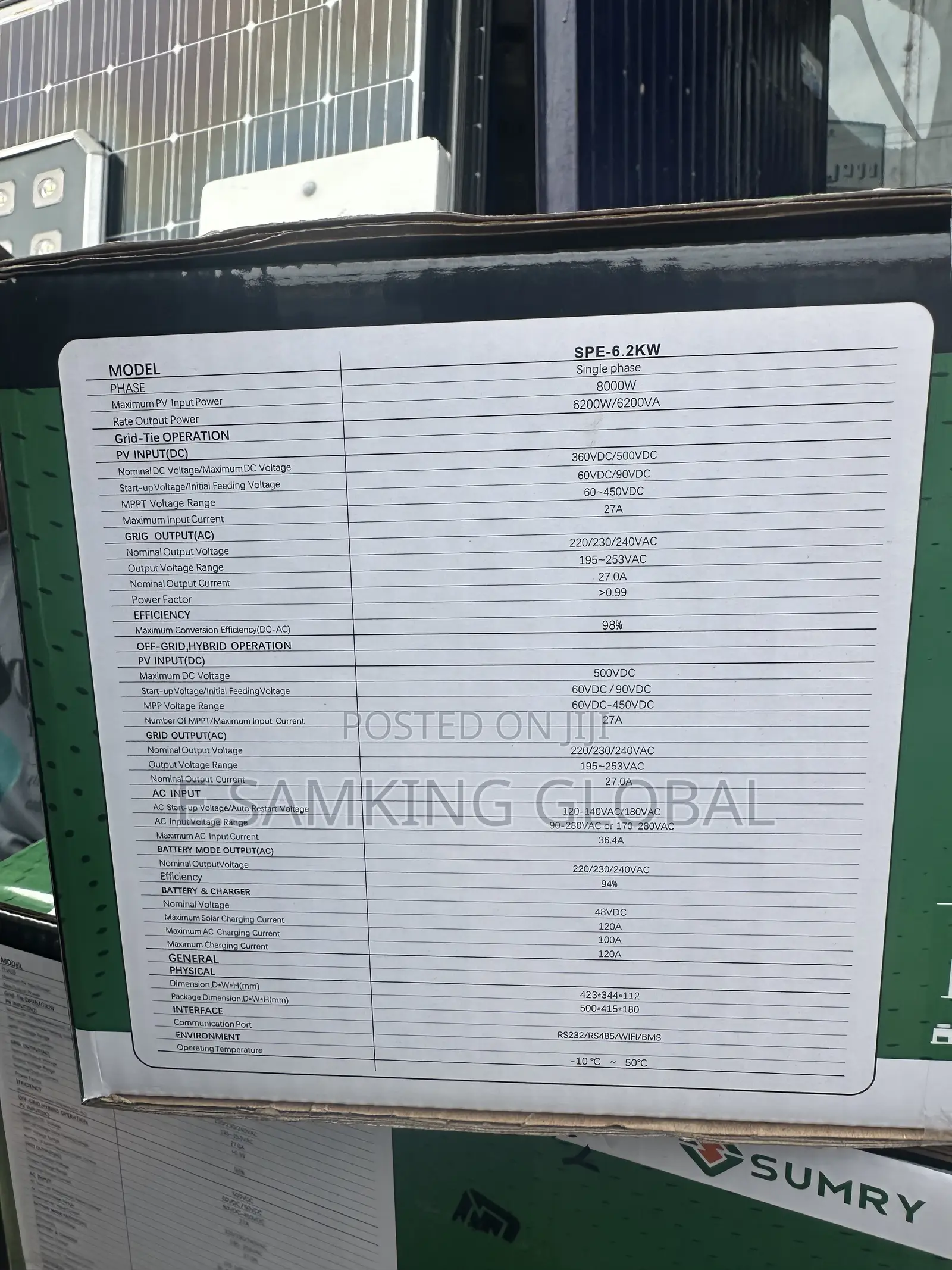 6.2kva Sumry Hybrid Inverter